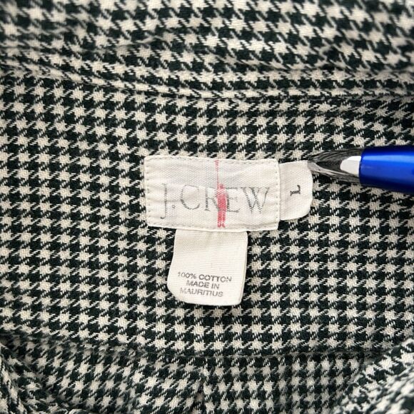 Vintage J Crew Oarsman Flannel Shirt Mens Size L Houndstooth Green 90s Outdoor - Picture 3 of 10